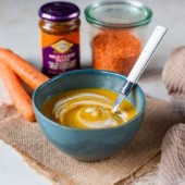 Velouté de lentilles corail, patate douce et carot