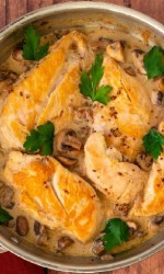 Poulet sauce champignons et moutarde à l’ancienne