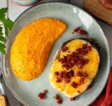 Merlu au chorizo et purée de patate douce et carot